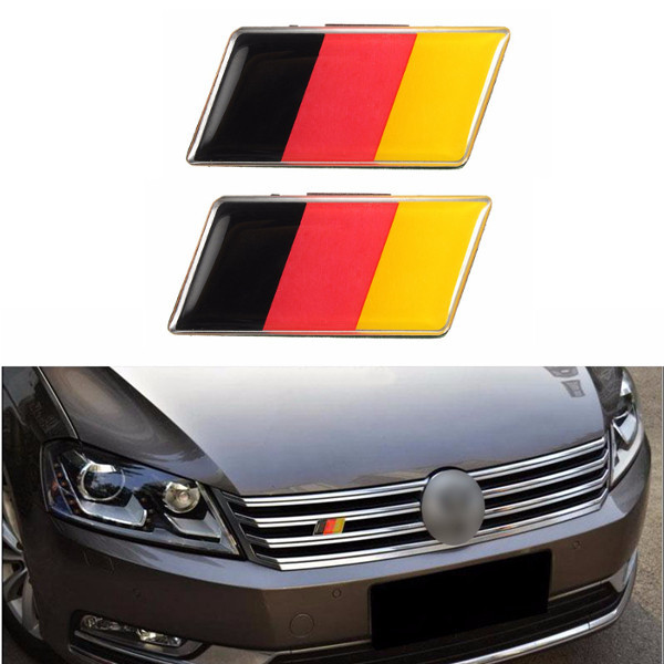 2Pcs Aluminium German Germany Flag Badge Grille Emblem Decal Universal Decoration 1