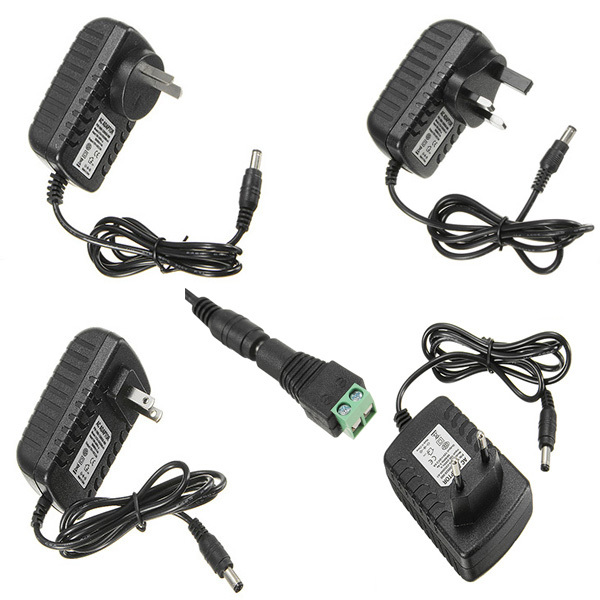 LUSTREON AC100-240V TO DC12V 2A 24W Power Supply Adapter For Strip Light + Female Connector 1