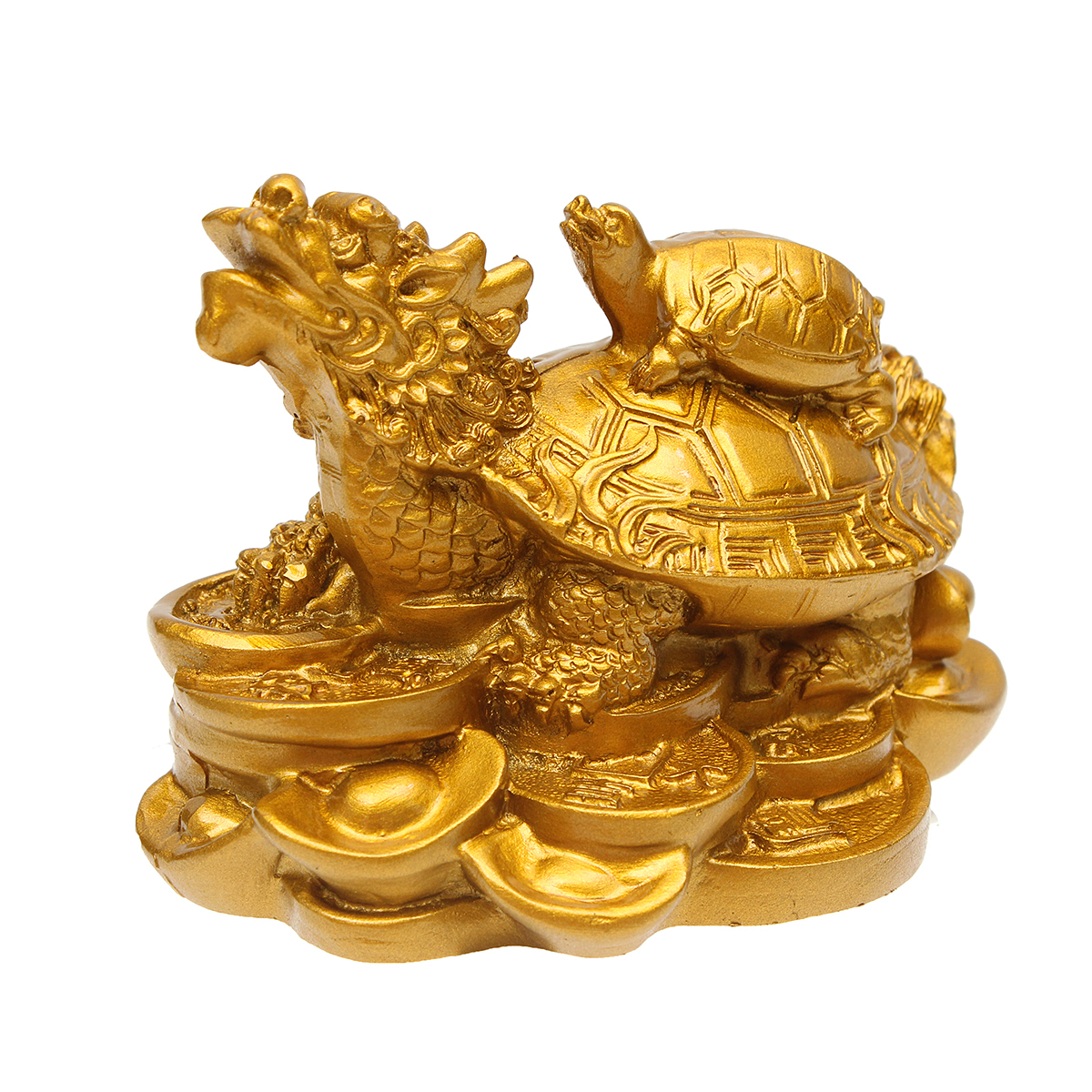 Resin Statue Decoration Feng Shui Dragon Turtle Tortoise Gold Coin Money Wealth Figurine 2 Resin Statue Decoration Feng Shui Dragon Turtle Tortoise Gold Coin Money Wealth Figurine - Image 2
