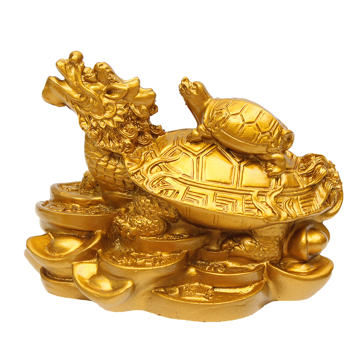 Resin Statue Decoration Feng Shui Dragon Turtle Tortoise Gold Coin Money Wealth Figurine 3 Resin Statue Decoration Feng Shui Dragon Turtle Tortoise Gold Coin Money Wealth Figurine - Image 3