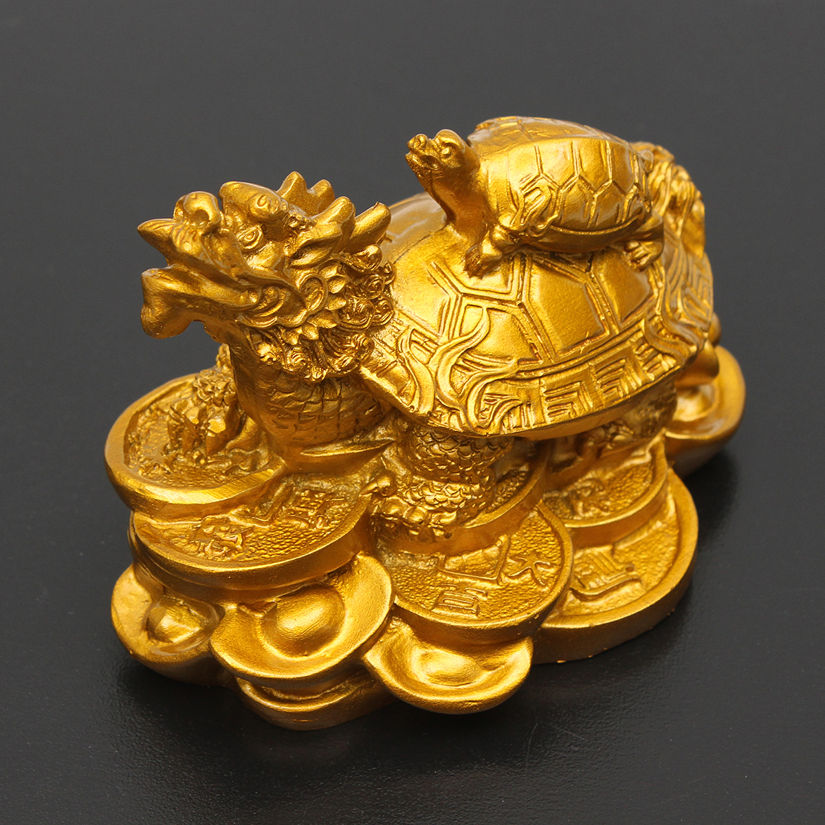 Resin Statue Decoration Feng Shui Dragon Turtle Tortoise Gold Coin Money Wealth Figurine 7 Resin Statue Decoration Feng Shui Dragon Turtle Tortoise Gold Coin Money Wealth Figurine - Image 7