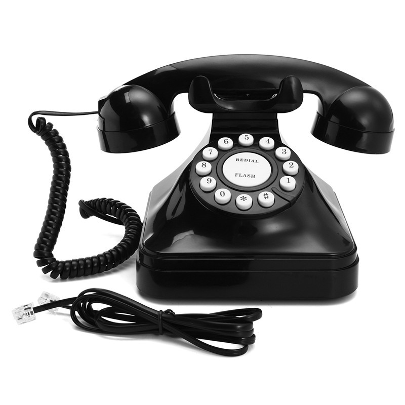 Vintage Retro Antique Phone Wired Corded Landline Telephone Home Desk Decoration Black 2