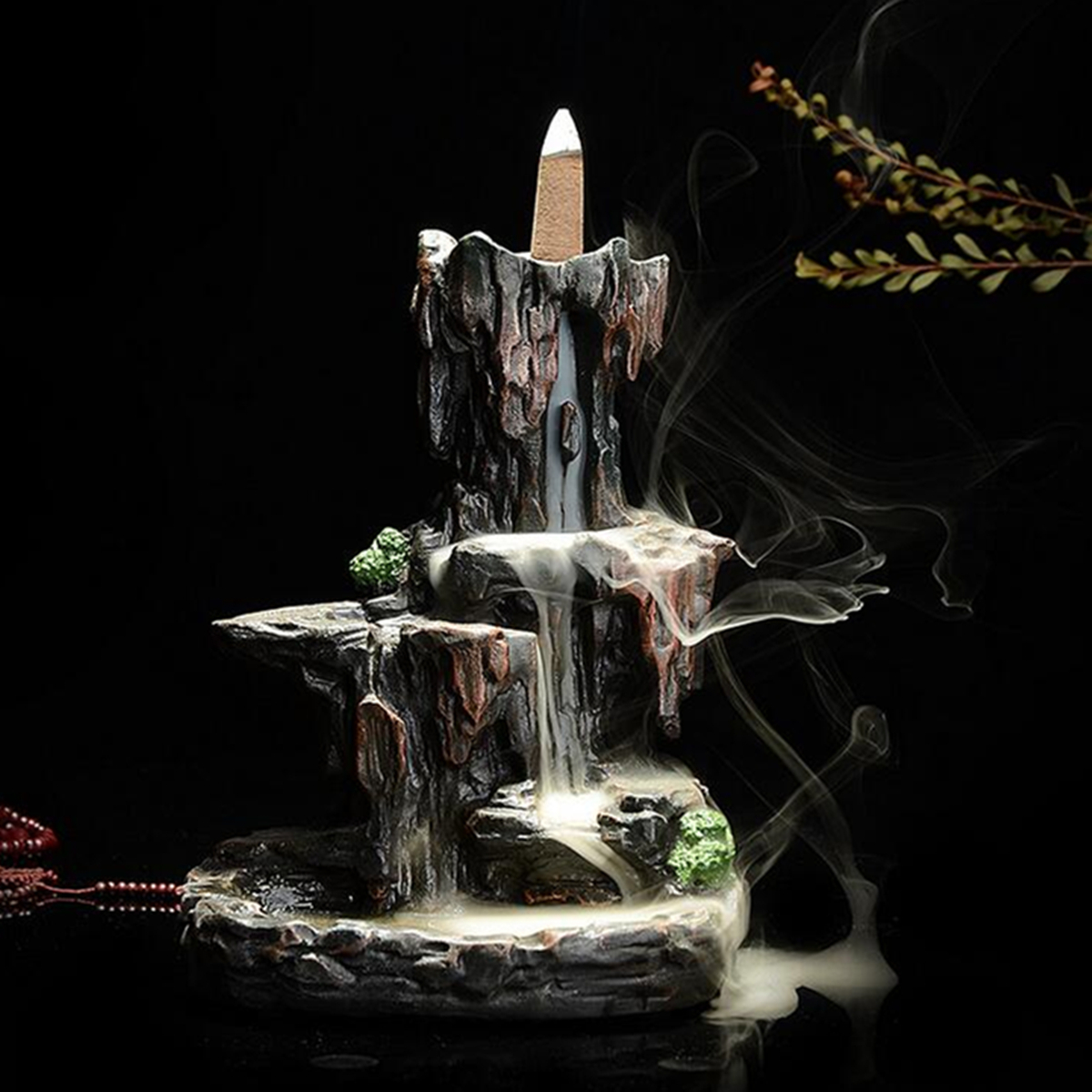 Backflow Incense Cone Burner Censer Holder Mountain Waterfall Stream Home Fragrant Furnace Decor 1