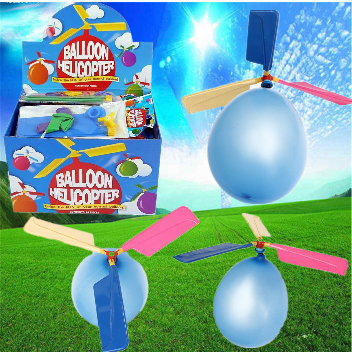 5Pcs Colorful Traditional Classic Balloon Helicopter Portable Flying Toy 1