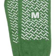 Slipper Socks; Med Green Pair Men's 5-6 Wms 6-7 Child 7-11