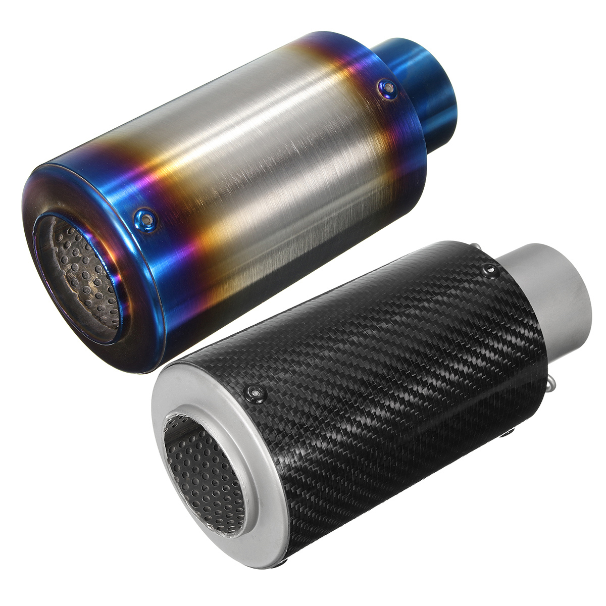 38-51mm Universal Motorcycle Cylinder Exhaust Muffler Pipe Bluing/Carbon Fibre 2