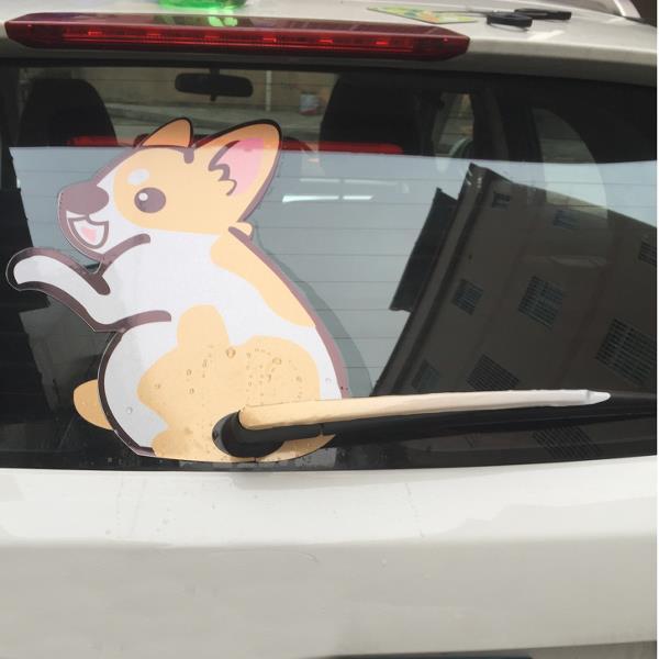 3D Car Stickers Cartoon Kangaroo Moving Tail Rear Window Wiper Reflective Decals 2
