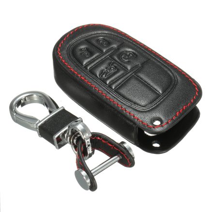 Car Key Case Cover 4 Buttons PU Leather Key FOB Case Cover For Jeep Grand Chrysler 300 Dodge 3