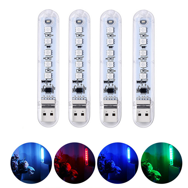 LUSTREON Mini USB 2W SMD5050 RGB 5 LED Camping Night Light for Power Bank Notebook Computer DC5V 2