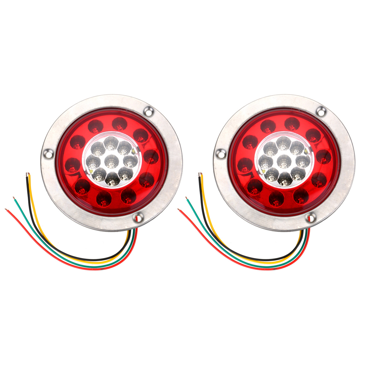 19 LED Truck Lorry Brake Lights Stop Turn Tail Lamp Stainless Steel Turn Signal Stop Lights 2