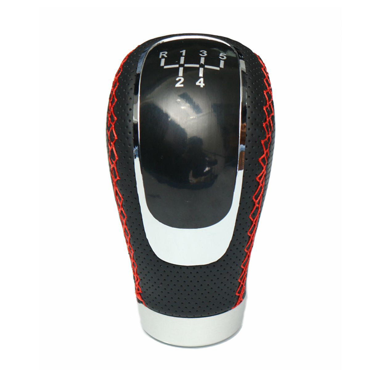 Universal Black PU Leather Manual Car Gear Shift Knob Shifter Lever Handle Stick 2