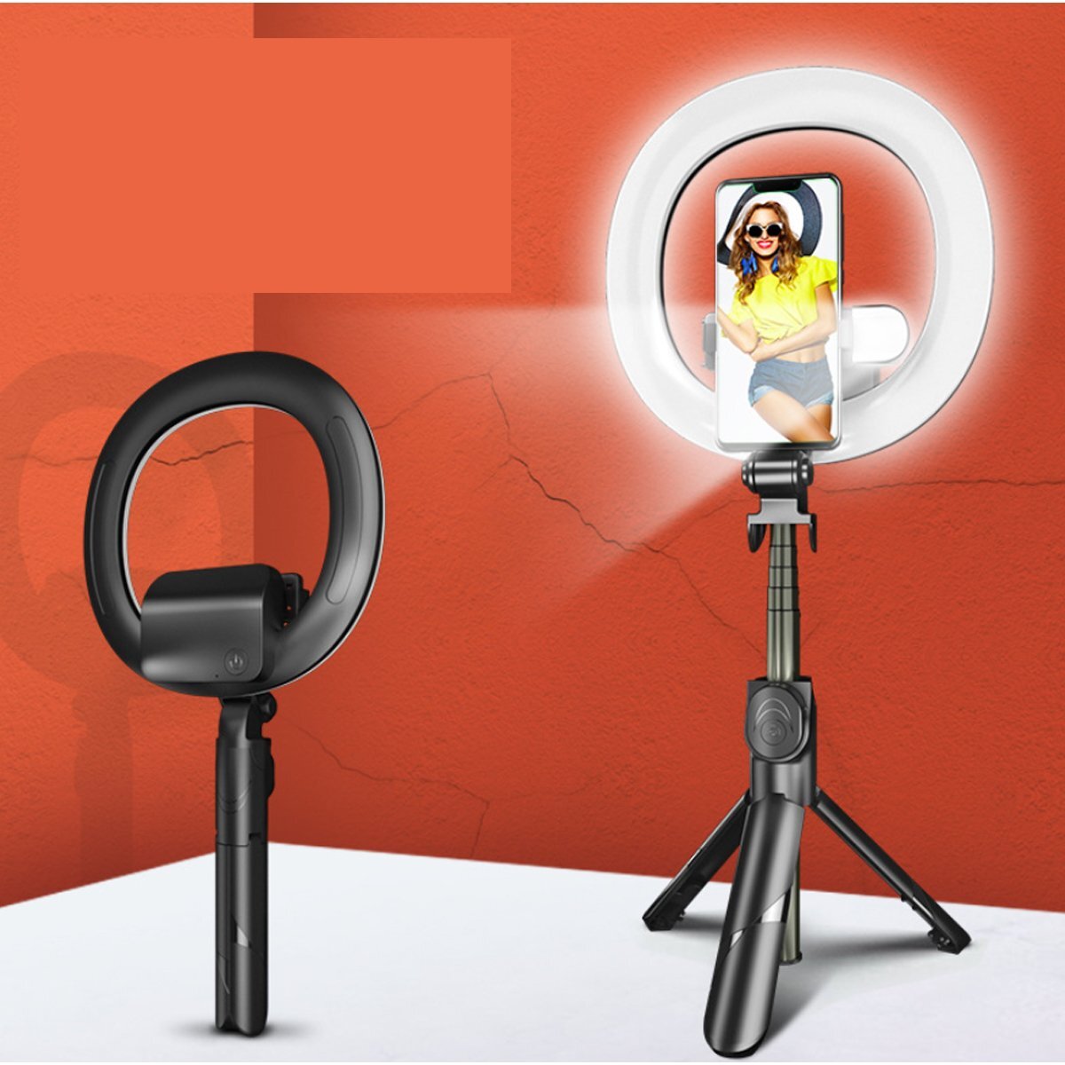 Self Video Portrait Soft Halo Light Stand With Dual LED Light And Bluetooth Remote 2
