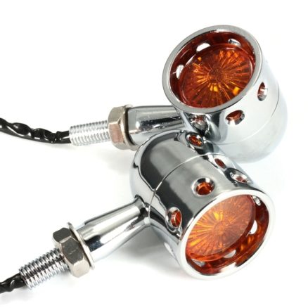 Pair 12V Motorcycle Amber Turn Signal Indicator Light Hollow Lamp 3
