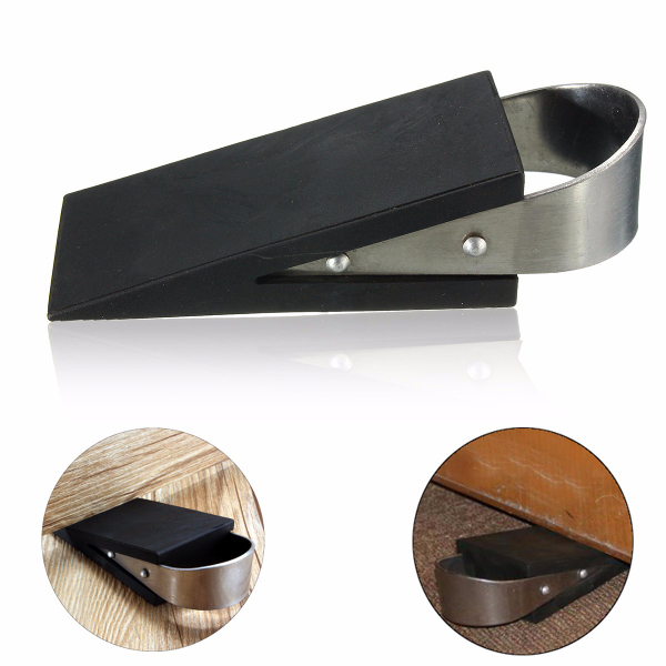 Rubber & Stainless Steel Door Stop Wedge Safety Protector Stopper Block 2