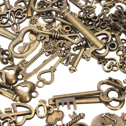 125Pcs Vintage Bronze Key For Pendant Necklace Bracelet DIY Handmade Accessories Decoration 2