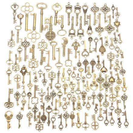 125Pcs Vintage Bronze Key For Pendant Necklace Bracelet DIY Handmade Accessories Decoration 3