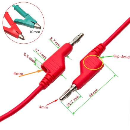 5Pcs Silicone Banana Plug to Crocodile Alligator Clip Test Probe Lead Wire Cable 7