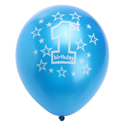 10 Pcs Per Set Blue Boy's 1st Birthday Printed Inflatable Pearlised Balloons Christmas Decoration 2