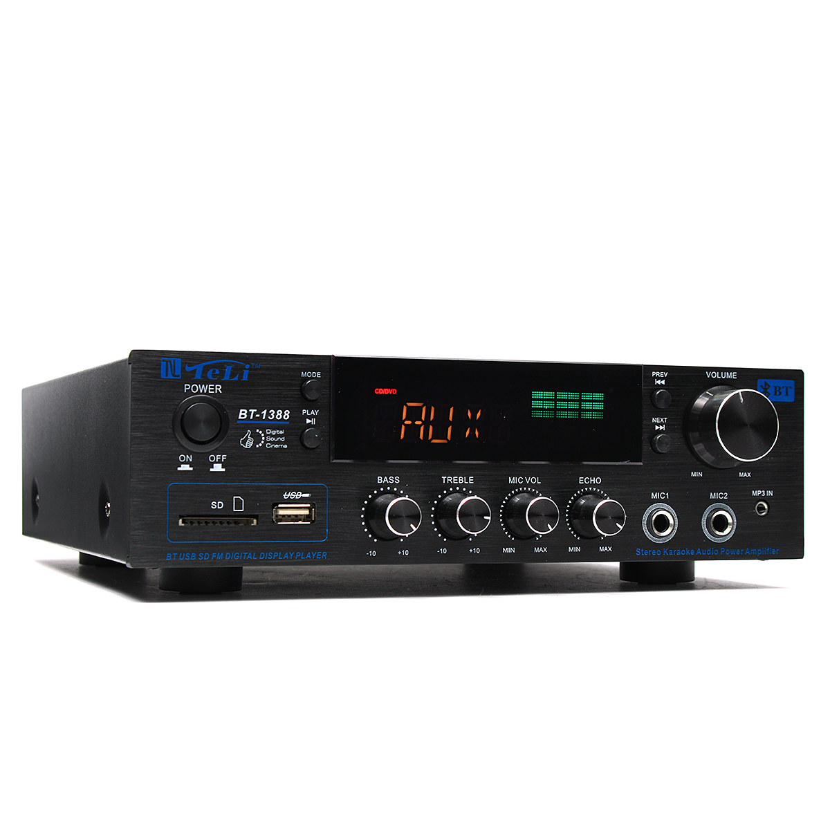 TELI BT-1388 HiFi bluetooth Power Amplifier Stereo Audio Karaoke FM Receiver USB SD 1