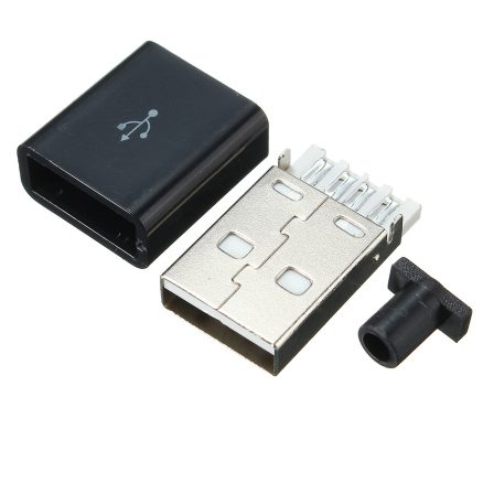 1Pcs USB 2.0 Type A Plug 4-pin Male Adapter Solder Connector & Black Cover Square 3