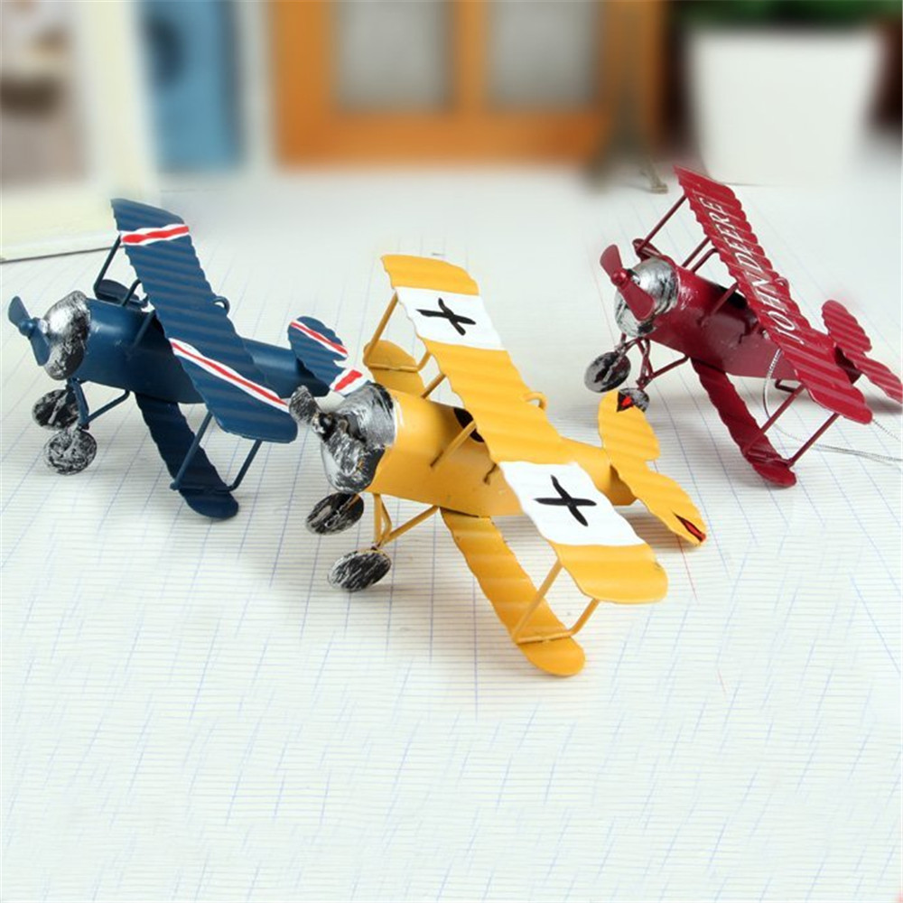 Zakka Plane Toy Classic Model Collection Childhood Memory Antique Tin Toys Home Decor 1