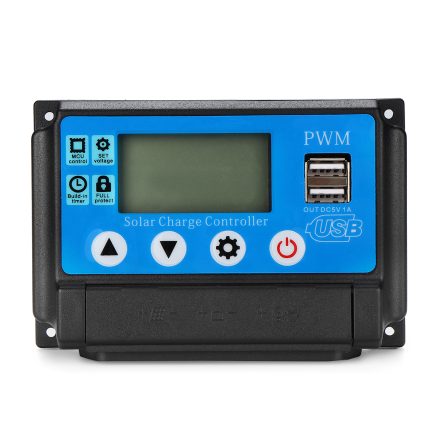 PWM 60A 12/24V Auto Adapt LCD Solar Charge Controller Battery Regulator Adjustable Parameter Dual USB Output 2