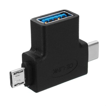 CE-LINK Type-C + Micro USB Male to USB 3.0 Female OTG Adapter Connector for Android Phones Tablets 2