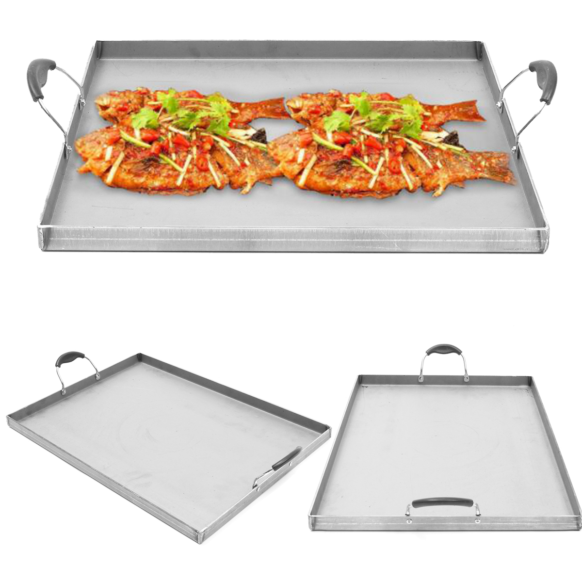 Stainless Steel Griddle Flat Top Cooking BBQ Grill Heat Distribution Stoves 2