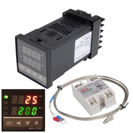 110-240V 0~1300?„? REX-C100 Digital PID Temperature Controller Kit Alarm Function With Probe Relay 1