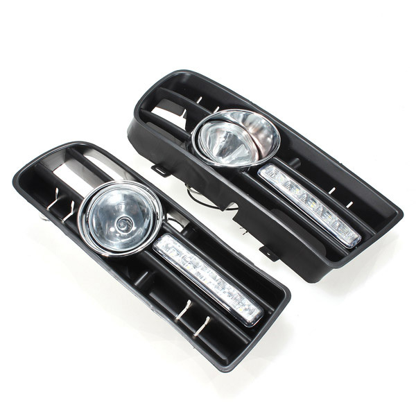 Car Front Bumper Grille Fog Lights DRL Driving Lamp with Switch and Harness for VW Golf MK4 1997-2006 2