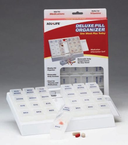 Deluxe Pill Organizer w/28 Com One Week Plus Today' 1