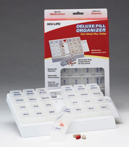 Deluxe Pill Organizer w/28 Com One Week Plus Today' 2