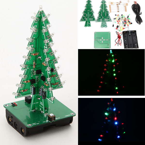 Geekcreit?® DIY Christmas Tree LED Flash Kit 3D Electronic Learning Kit 2