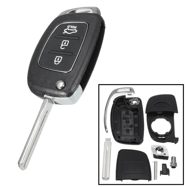 Car Remote Key Case Fob 3 Button Flip Key Shell Left Fold for Hyundai Santa Fe 13-14 PG180A 1 Car Remote Key Case Fob 3 Button Flip Key Shell Left Fold for Hyundai Santa Fe 13-14 PG180A
