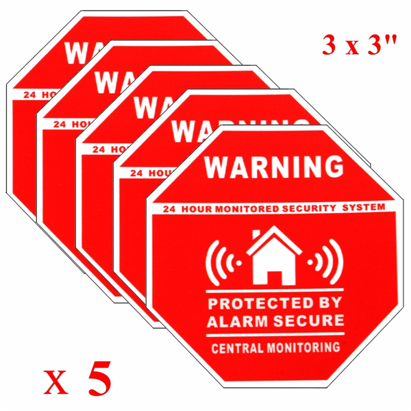 5Pcs Home Alarm Security Stickers Decals Signs for Window Doors 1