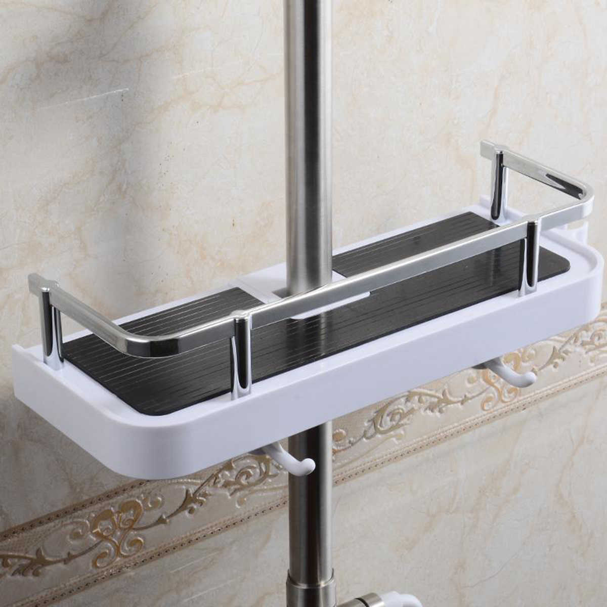 Bathroom Pole Shelf Shower Storage Caddy Rack Organiser Tray Holder Drain Shelf 4 Bathroom Pole Shelf Shower Storage Caddy Rack Organiser Tray Holder Drain Shelf - Image 4
