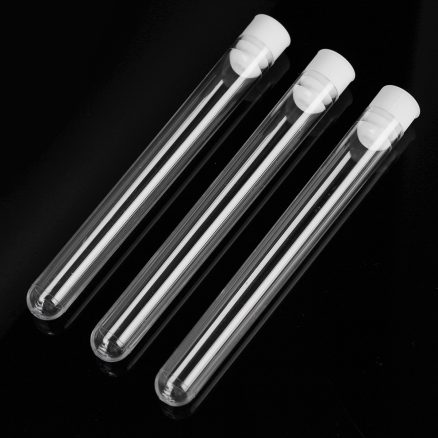 50Pcs 12x100mm Clear Plastic Test Laboratory Tubes Container with White Push Caps 1