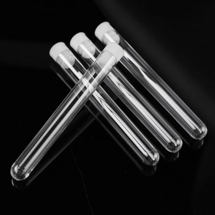 50Pcs 12x100mm Clear Plastic Test Laboratory Tubes Container with White Push Caps 4