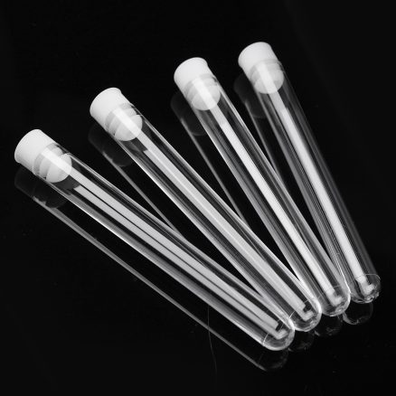 50Pcs 12x100mm Clear Plastic Test Laboratory Tubes Container with White Push Caps 5