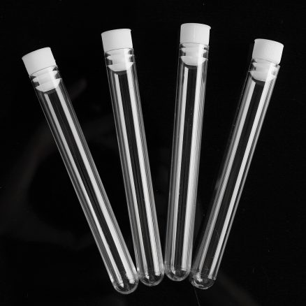 50Pcs 12x100mm Clear Plastic Test Laboratory Tubes Container with White Push Caps 6
