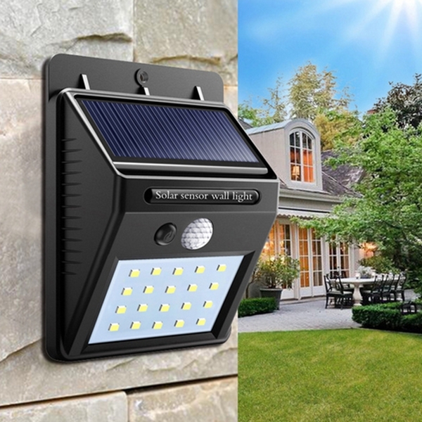 Solar Power 20 LED PIR Motion Sensor Wall Light Waterproof Outdoor Path Yard Garden Security Lamp 2