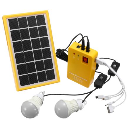 Solar Power Panel Generator Kit 5V USB Charger Home System with 3 LED Bulbs Light 2