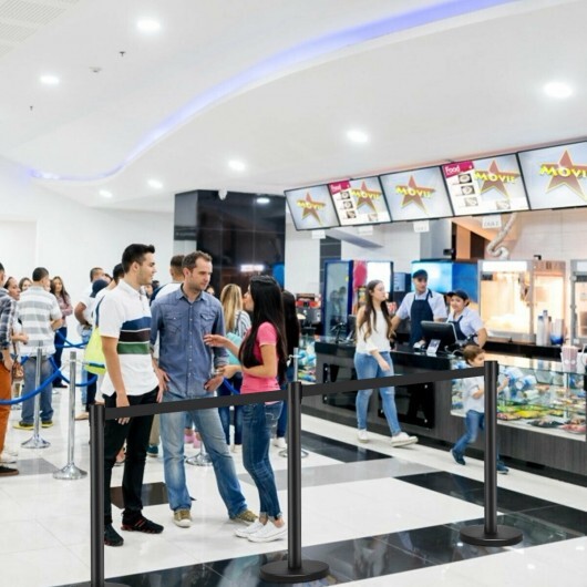 6 Pcs Retractable Black Stanchion Posts Queue Pole with 6.5ft Retractable Belt 2 6 Pcs Retractable Black Stanchion Posts Queue Pole with 6.5ft Retractable Belt - Image 2