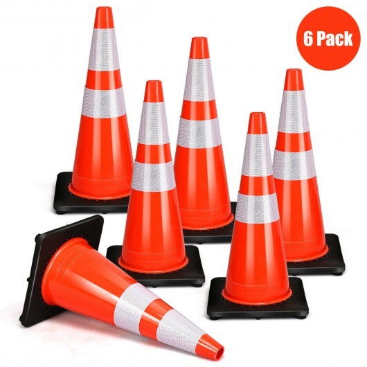 6 Pieces 28 Inch PVC Fluorescent Reflective Road Parking Cones 5 6 Pieces 28 Inch PVC Fluorescent Reflective Road Parking Cones - Image 5