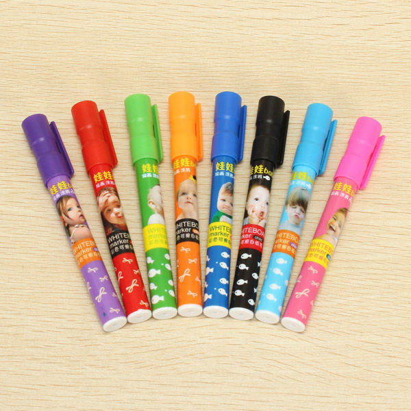 Genvana 1.5mm 8 Colors Per Set Children Cute Erasable Marker Pen for White Board 2