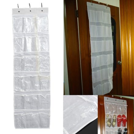 24Pocket Hanging Over Door Stainless Steel Holder Shoes Nonwoven Fabric Organizer Storage Door Wall Closet Bag 2