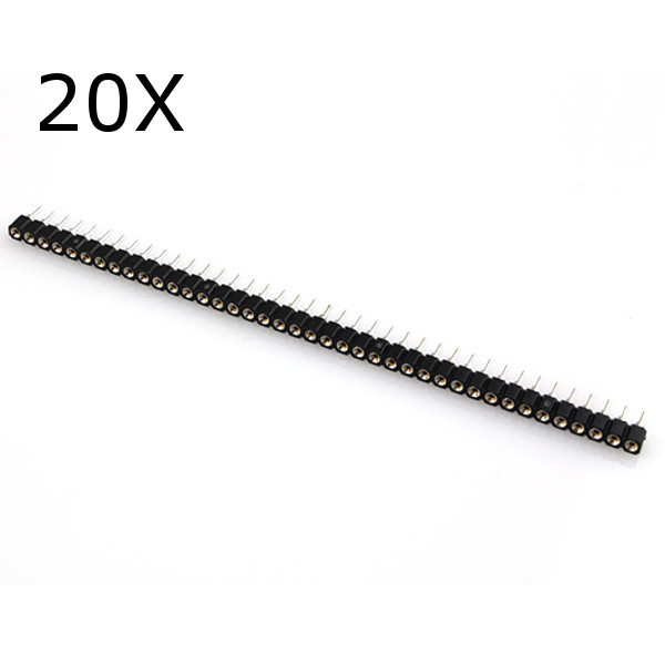20pcs 40 Pin Single Row 2.54mm Round Female Header Pin 1