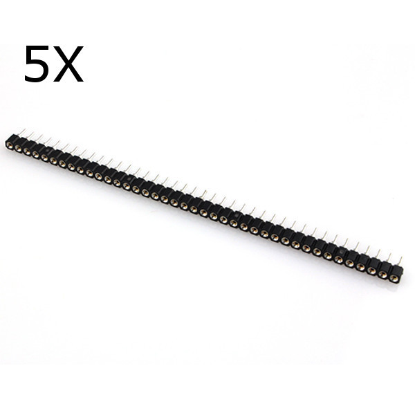 5pcs 40Pin Single Row 2.54mm Round Female Header Pin 1