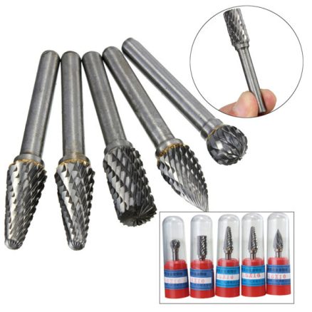 Drillpro RB29 5pcs 6mm Shank Tungsten Carbide Burr Rotary Cutter file Set Engraving Tool 2