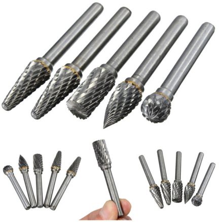 Drillpro RB29 5pcs 6mm Shank Tungsten Carbide Burr Rotary Cutter file Set Engraving Tool 3